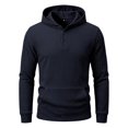 thumbnail image 4 of MiYuan Mens Henley Hoodies Textured Knit Pullover Casual Long Sleeve Knit Hooded Sweatshirt with Kangaroo Pocket, 4 of 7