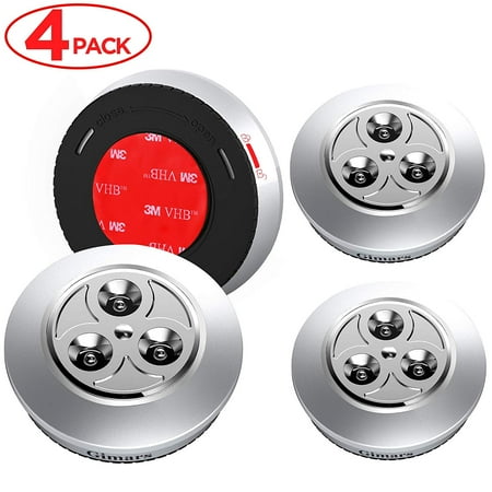 Touch Lights For Closets Tap Night Light Upgraded Strong Sticky Stick-On LED Push Light Battery-powered Touch Tap Night Lamp for Closet, Counter, Attic, Garage, Car, Shed, Storage Room and More, Silver ()