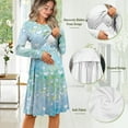 thumbnail image 6 of SCRAWLGOD Galaxy Heart Long Sleeve Nursing Dress for Breastfeeding Friendly Dresses Casual Maternity Dress for Baby Shower Size S Breathable Ladies Midi Fall Dresses A-Line for Travel, 6 of 7
