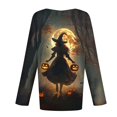thumbnail image 6 of thefmos Women's Round Neck Halloween Print Top Long Sleeve Solid Color Casual Pullover Fashion Fall Winter Outfit, Multicolor 4XL, 6 of 6