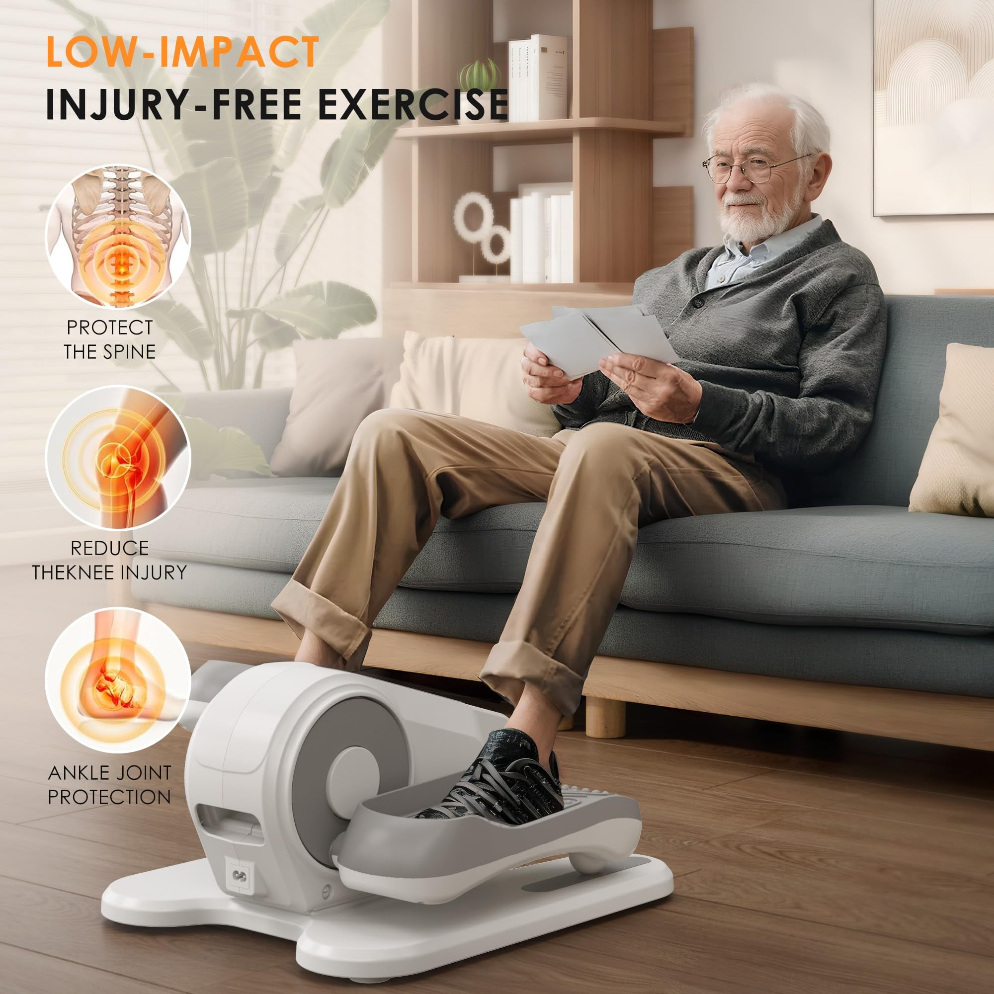 PROHIKER Under Desk Elliptical Machine, Electric Seated Pedal Exerciser Ellipse Leg Exerciser with Remote Control, LCD Display and 12 Adjustable Speeds, Leg Exerciser While Sitting for Seniors, White