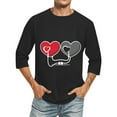 thumbnail image 2 of Jinhomg Mens Thin Holiday Tops Novelty Funny Valentine's Day Love Heart Tees Big and Tall Comfy 3/4 Sleeve Crew Neck T-Shirt Dating Wear Prime Deals Black XL, 2 of 6