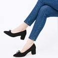 thumbnail image 6 of Ecetana Women's Pointed‑Toe Faux Suede Bow Pumps Chunky Block Heel Closed‑Toe Comfort Dress Shoes for Office Wedding, 6 of 6