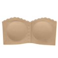 thumbnail image 3 of VISALY Strapless Front Closure Bra for Women Non Slip Padded Bandeau Bra Seamless Wirefree Underwear Strapless Bandeau Bralette Front Hook Padded Non Slip Seamless Push Up Tube Top Bra Khaki M, 3 of 8