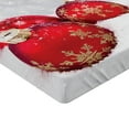 thumbnail image 2 of Ambesonne Christmas Fitted Sheet, Baubles on Snowflake, Full Size, Red White, 2 of 3