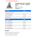 thumbnail image 2 of Headlight Dimmer Switch - Compatible with 1975 - 1979, 1986 - 1988 Dodge D100 1976 1977 1978 1987, 2 of 2