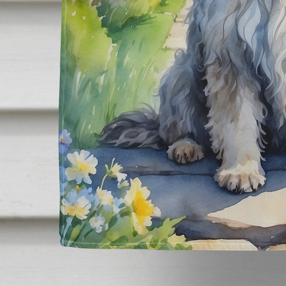 Bergamasco Sheepdog Spring Path House Flag 28 in x 40 in