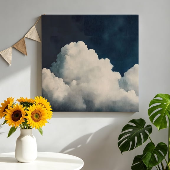 Canvas Wall Art Clouds Canvas Art Print Dark Sky Abstract Nature Pictures Wall Decor for Living Room Bedroom Artwork Decorations Stretched Framed Ready to Hang 16"x16"