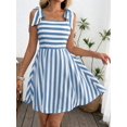 thumbnail image 3 of Women Casual Striped Tie Front Camisole Dress Sun Dress Summer Vacation Flowy Mini Dress Streetwear, 3 of 10