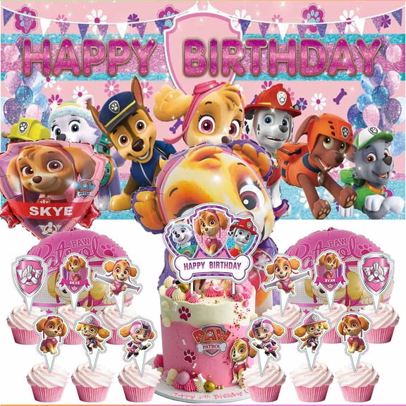 Paw Patrol Girls Set Party Supplies Decoration Birthday Decor Banner Backdrop Kit Fans Balloons