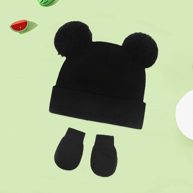 Chapeaux pour Bébé Tricotés, Bonnet d'Hiver Double Pompon pour Tout-Petit