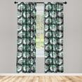 thumbnail image 3 of Ambesonne Spring Curtains, White Dog Roses Pattern Art, Pair of 28"x95", Dark Green and Pale Grey, 3 of 5