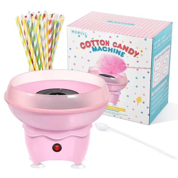 Máquina de algodón de azúcar MOMULL Mini para niños con 20 palitos rosa