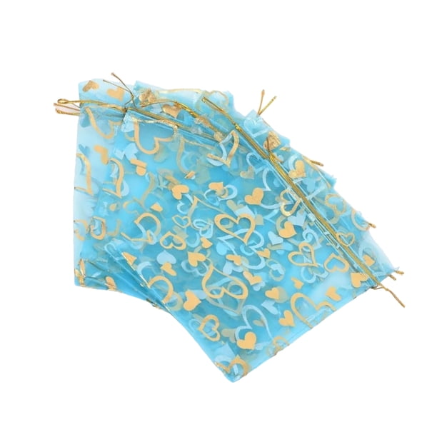 100 piezas Bolsas con cordón Bolsas de regalo multicolor ajustables Impresión de bolsillo de caramelo para exhibición de joyería de Almacenamiento y organización del hogar Azul claro 13*18cm Billuyoard HA062853-33B