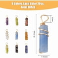 18Pcs 9 Styles Natural Gemstone Pendants Column Charms with Light Gold ...