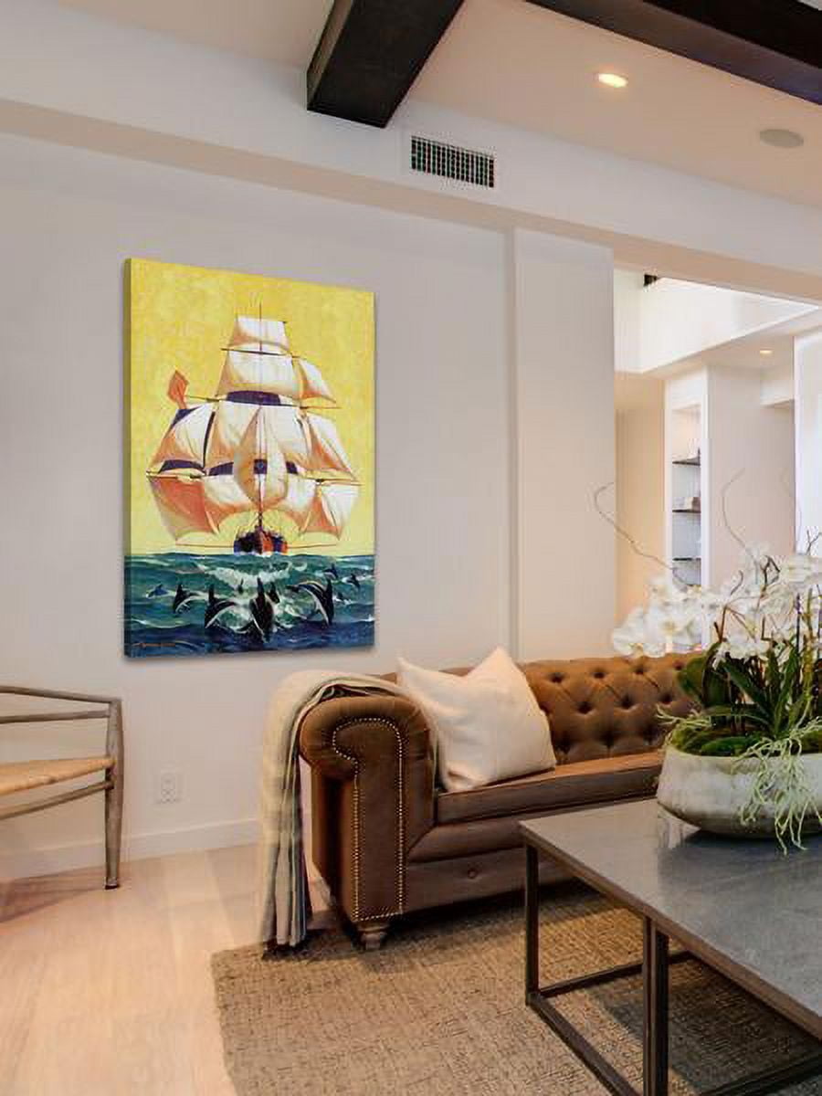 "Led by Dolphins" Painting Print on Wrapped Canvas