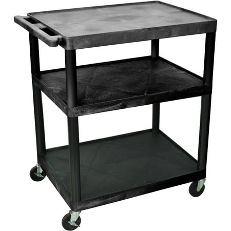 Luxor 3-Shelf A/V Cart with Electric, Black