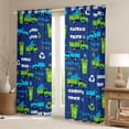 thumbnail image 2 of Castle Fairy Cartoon Garbage Truck Curtains Pack of 2 (42x84 Each) for Teens, Recycle Bin Print Curtains Blackout for Kids Bedroom, Green Blue, 2 of 6