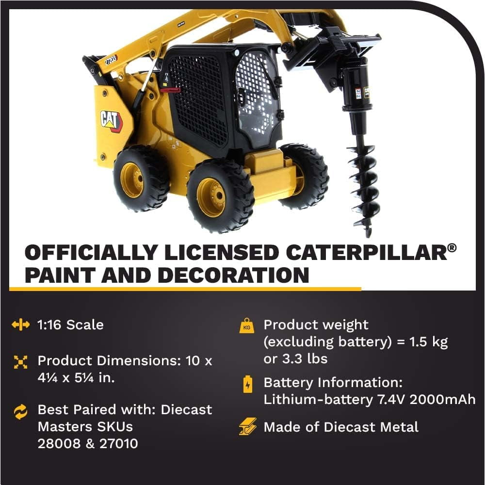 Diecast Masters RC Cat 272D3 スキッドステアローダー | 完全機能ラジオコントロールローダー | 1:16スケールモデルリモートコントロール RCキャタピラートラッ 1:16 Diecast RC Cat 272D3 Skid Steer Loader (include 4