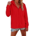 thumbnail image 4 of Sewkxo Womens Zip Up Hoodies Long Sleeve Loose Hooded Sweatshirts 2026 Casual Lightweight Jacket,Red M, 4 of 5