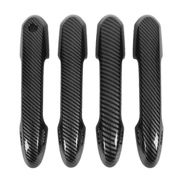 4 Pcs Car Exterior Door Handle Panel Glossy Carbon Fiber Style Outer Handle Cover Trim Sti