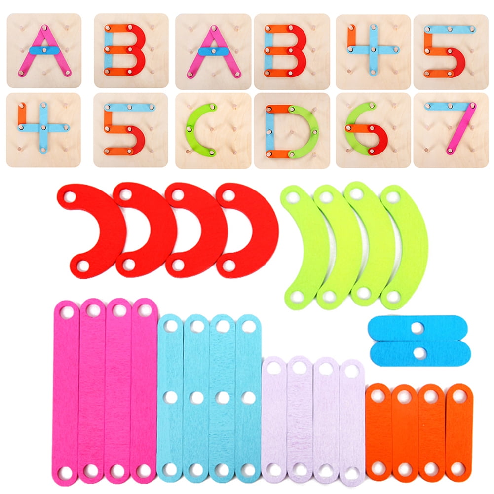 Wooden Pegboard Shape Sorter Set Board Block Stack Sort Game for Kids Peg Board Letters and Numbers Construction Puzzle Educational Stacking Blocks Toy Sets BAIVYLE Preschool Learning Toys 