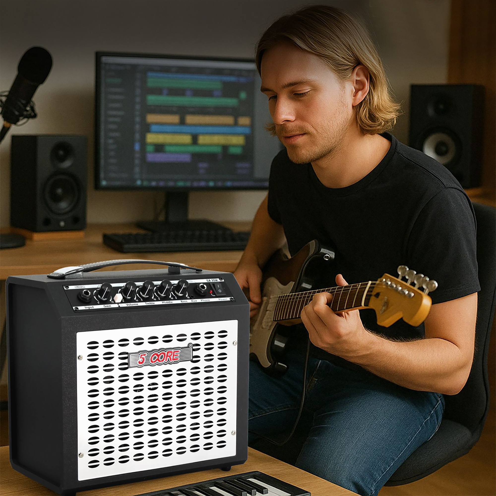 Mini 20W Guitar Amplifier with Speaker & Headphone Jack