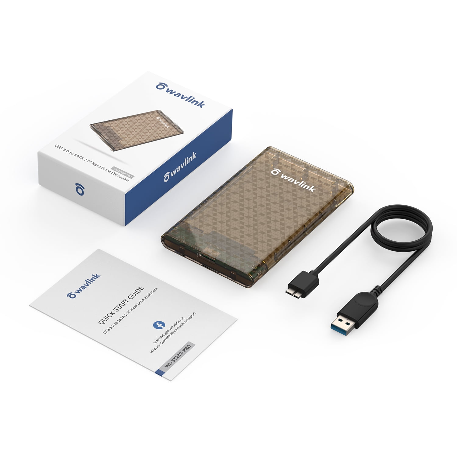 USB 3.0 to SATA External Hard Drive Enclosure for 2.5 inch 5mm/7mm/9.5mm SATA I/II/III HDD/SSD Support UASP Function, Max 4TB Tool-Free Design