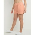 thumbnail image 2 of Hanes Women's Garment Dyed Fleece Shorts with Pockets, 3" Cantaloupe Orange S, 2 of 5