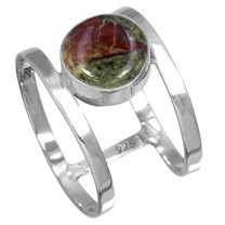 Natural Dragon Blood Jasper Ring 925 Sterling Silver Handmade Jewelry