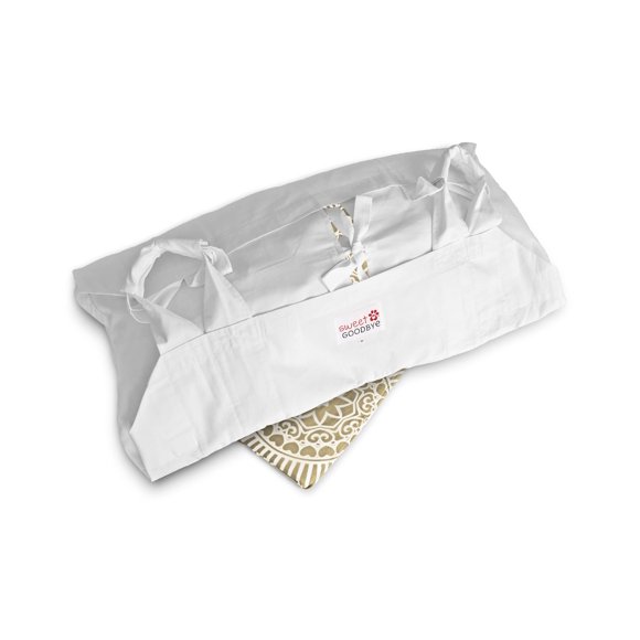 Sweet Goodbye Cocoon® - Eco-Friendly Pet Burial & Cremation Ceremony Kit (Classic Cotton)- Casket for All Pets & Breeds - Dogs Cats Rabbits Birds & More (Choose Size & Color) (Medium, White/Natural)