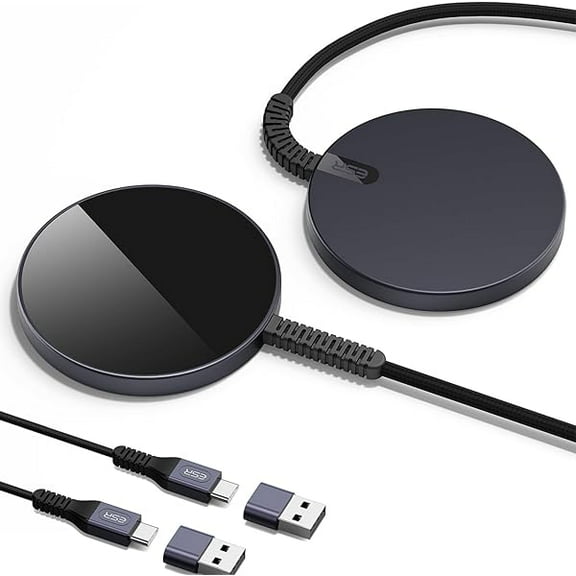 FU1999 for MagSafe Charger, 2 Pack Wireless Charger for iPhone 16 Pro Max/16 Pro/16/16 Plus/15/14/13/12,AirPods 4/3/Pro 2/Pro, Galaxy S25 Strong Magnetic Lock,Reinforced Braided Nylon A/C Cable,Black