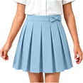 thumbnail image 2 of Yutgune Girls Cotton Pleated Skirt With Bow Decor Girls Uniform Skirts School Clothes For Girls Elastic Waist A Line Skirt Size 5‑15 Years, 2 of 7