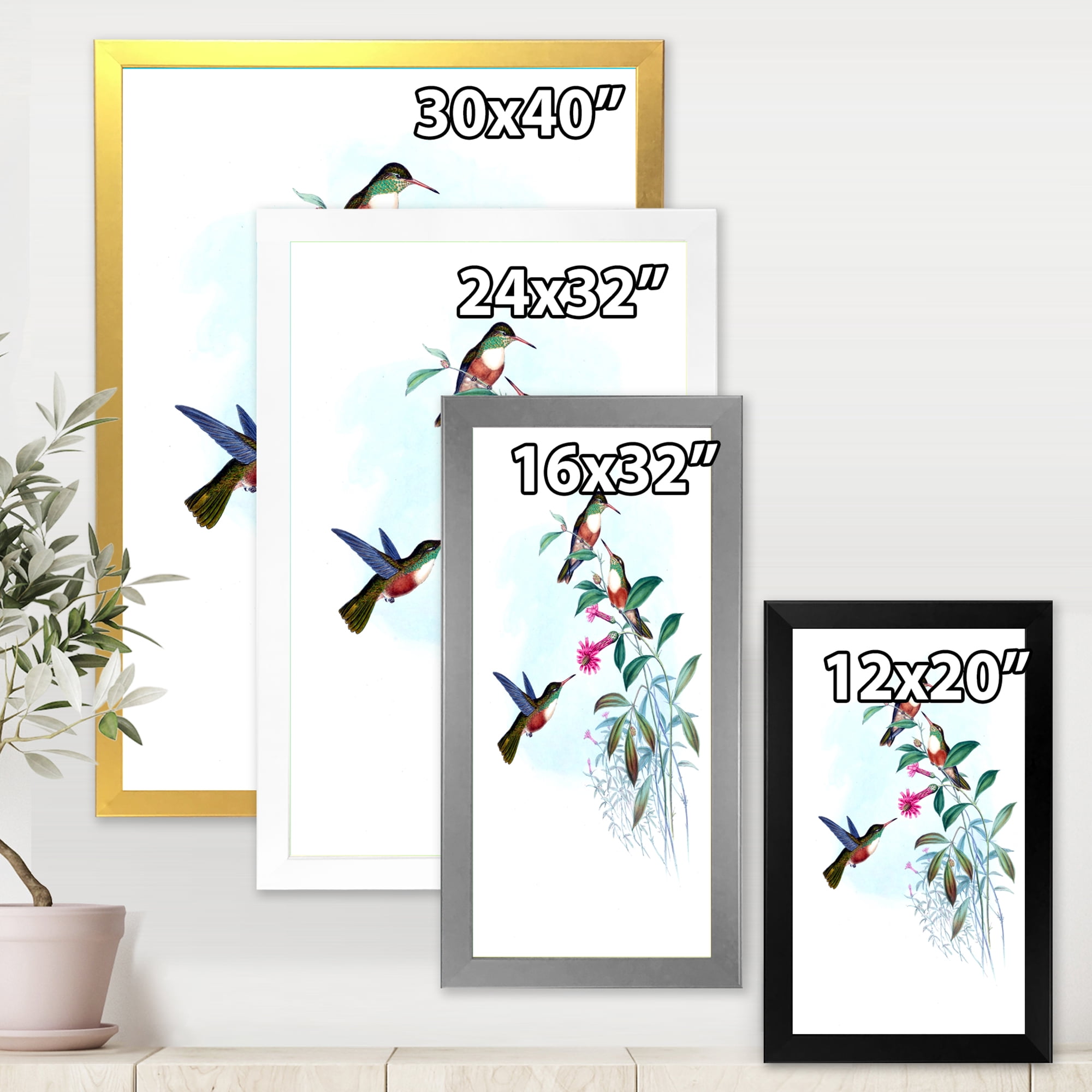 Designart 'Ancient Hummingbird IV' Traditional Framed Art Print