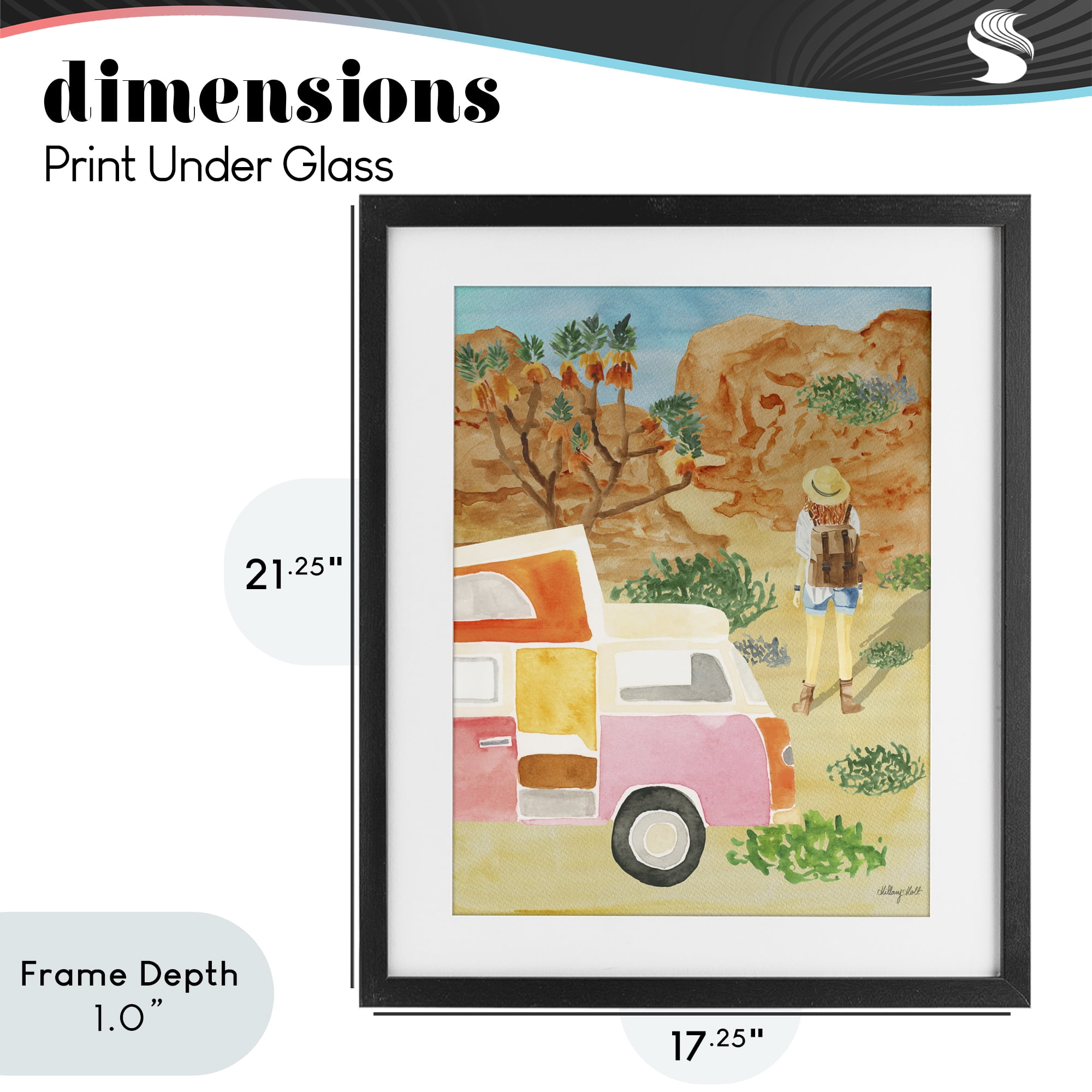 Stupell Industries Mojave Desert Road Trip Black Framed Print Under Glass, design by Hillary Holt