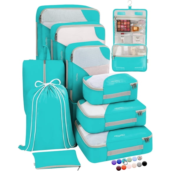 Juego de 10 cubos OlarHike, todo incluido, color turquesa