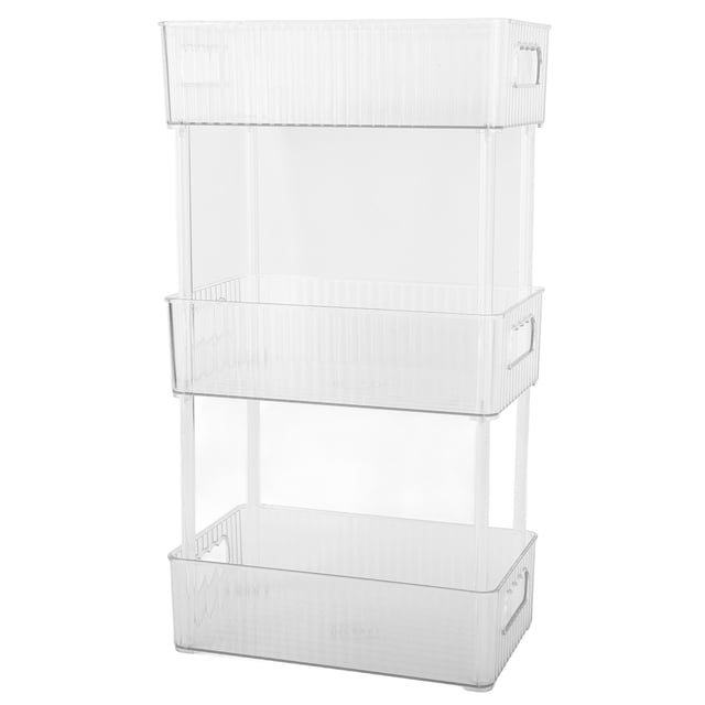 Bathroom Countertop Organizer,Space Saving Design 3 Tier Storage Box with Detachable Tray Makeup Storage Holder Acrylic Kitchen Spice Rack for Bathroom Vanity