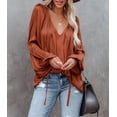 thumbnail image 3 of Blusa LAMISSCHE sexy de satén de gasa con cuello en V para mujer, 3 of 5