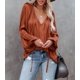 thumbnail image 3 of Blusa LAMISSCHE sexy para mujer con cuello en V profundo y manga linterna, 3 of 5