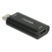 Vivitar HDMI to USB Video Capture Card with Real-Time HDMI Video and Audio for Live Streaming, Includes USB-C Adapter Cable, Black