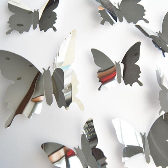 Home Decor Wall Art, 3D Butterfly Wall Decor, Wall Decor, PeelandStick Wall Decor, Assorted Shapes, Navy Blue Wall Decor, 12 Pc