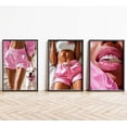 thumbnail image 2 of 3Pcs Pink Fashion Black Girl Canvas Wall Art Trendy Black Woman Paintings Pictures Wall Decor African American Prints Poster for Living Room Bedroom Artwork Home Decoration Unframed, 2 of 6