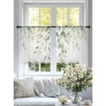 thumbnail image 3 of Pastoral Watercolor Sheer Curtains 45 inches Long 2 Panels Set Light Green Eucalyptus Leaf Red Fruit Tiers Sheers Rod Pocket Small Window Short Curtains for Kitchen Cafe, Each 52" W x 45" L, 3 of 7