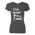 thumbnail image 2 of Eat Sleep Pray Repeat for Christians Faith | Womens Inspirational/Christian Slim Fit Junior Tee, Dark Grey, Small, 2 of 3