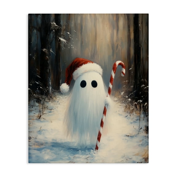 Stupell Industries Candy Cane Forest Ghost Canvas Wall Art, design by Arlington Prints