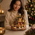 thumbnail image 7 of Clear Glass Christmas Ornament Ball with Bunny Rabbit, Mini Christmas Tree Scene Inside, Gold Crown Hanging Tree Decoration, 3.2x3.2 Inch, 1 Count, 7 of 7