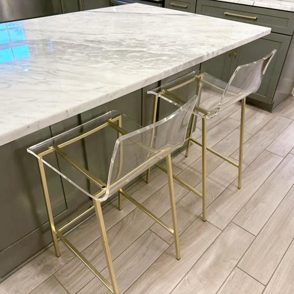 Heavenly Collection Clear & Gold Counter Stool