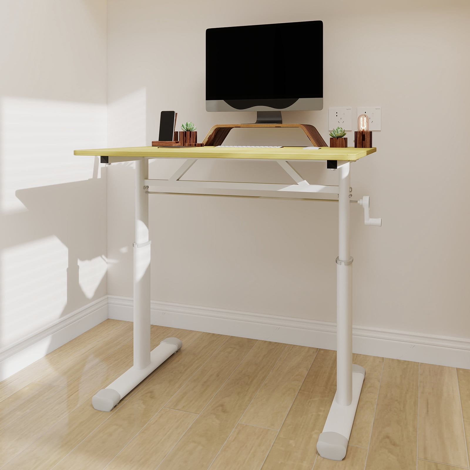 Yoneston 32" x 24" Height Adjustable Computer Desk, Home Office Standing Up Desk for Students,Teen and Adults, Wood