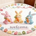 thumbnail image 3 of Tapis de Bienvenue Lapin de Pâques Rond Absorbant Durable Intérieur Extérieur Décoratif pour les Fêtes, 3 of 6
