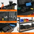 thumbnail image 4 of YUSAZENS 48 x 24 x 61 Inch Three Tier Workbench, Cold Rolled Steel Frame with MDF Board, Equipped with Drawer and Back Panel, Black for Home Garage Storage, 4 of 5